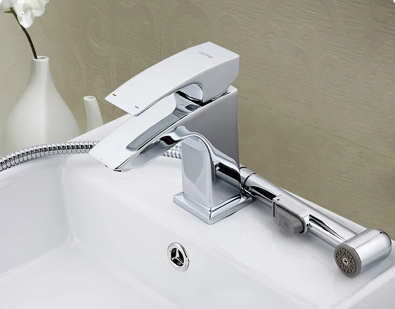 Смеситель для раковины Gappo G07 G1207 с гигиеническим душем Хром латунь