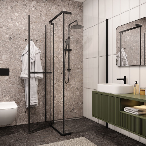 Душевой уголок Ceruttispa Mimi 90x90 MIMI ZQ91B 9284 профиль Черный матовый стекло прозрачное