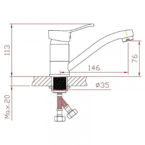 Смеситель для кухни Cron CN4514-2 Хром