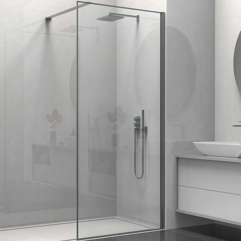 Душевая перегородка Vincea Walk-In 80 VSW-1HS800CLGM профиль Вороненая сталь стекло прозрачное
