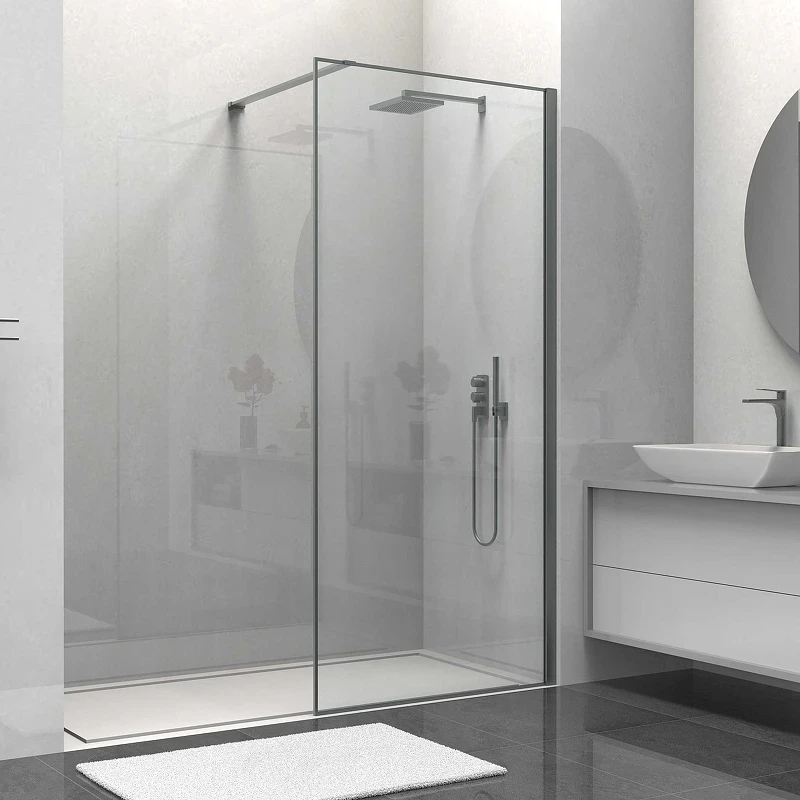 Душевая перегородка Vincea Walk-In 80 VSW-1HS800CLGM профиль Вороненая сталь стекло прозрачное