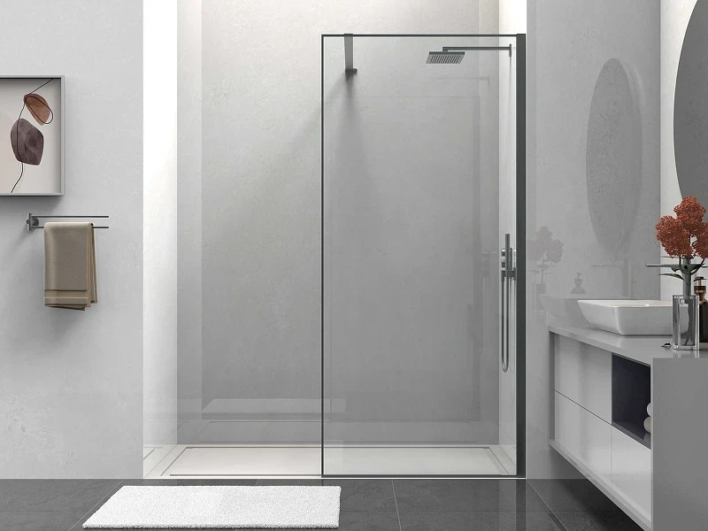 Душевая перегородка Vincea Walk-In 80 VSW-1HS800CLGM профиль Вороненая сталь стекло прозрачное