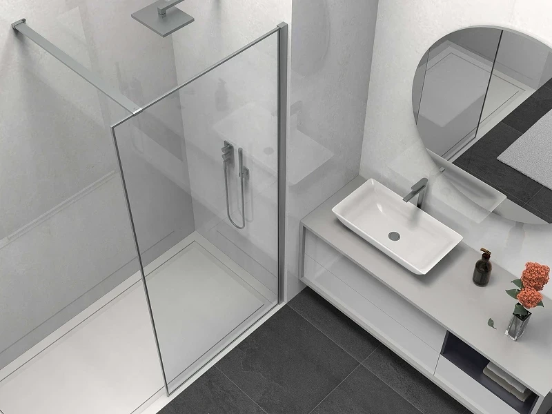 Душевая перегородка Vincea Walk-In 80 VSW-1HS800CLGM профиль Вороненая сталь стекло прозрачное