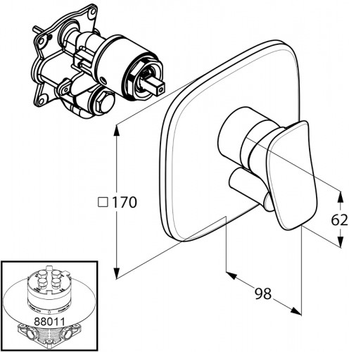 Смеситель для душа Kludi Ambienta 536550575 Хром латунь встраиваемый