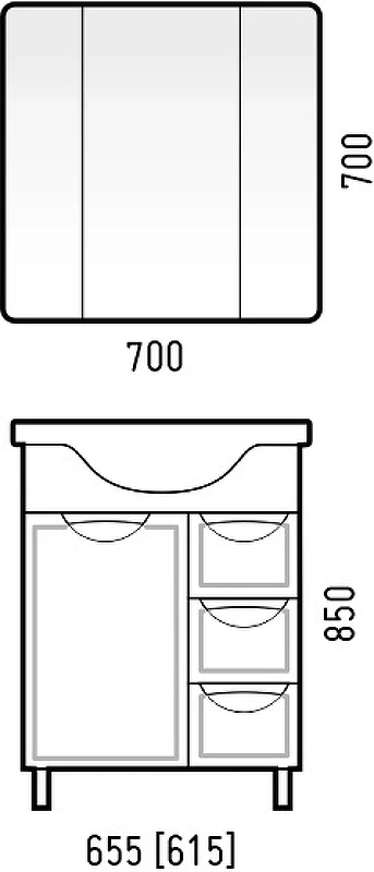 Зеркальный шкаф Corozo Монро 70 SD-00000678 Белый МДФ / ЛДСП, стекло