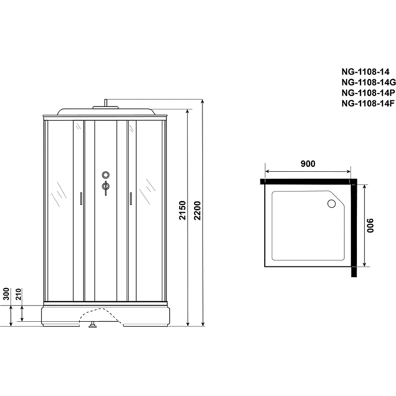 Душевая кабина Niagara Classic 90x90 NG-1108-14F с гидромассажем