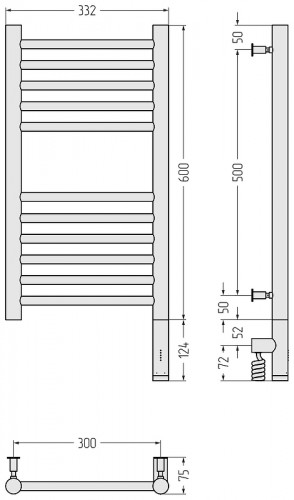 Электрический полотенцесушитель Сунержа Богема 3.0 прямая 60x30 31-5805-6030 цвет Матовый чёрный