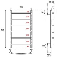 Электрический полотенцесушитель Point Афина PN04858B П6 500x800 диммер справа Черный