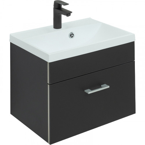 Тумба под раковину Aquanet Верона 50 272430 подвесная Черная матовая МДФ / ЛДСП