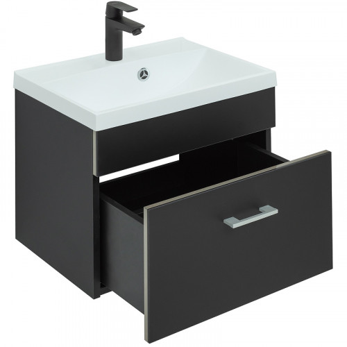 Тумба под раковину Aquanet Верона 50 272430 подвесная Черная матовая МДФ / ЛДСП