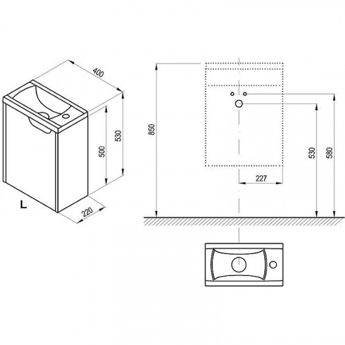 Тумба под раковину Ravak SD Classic 40 L X000001484 подвесная Белая глянцевая МДФ / ЛДСП