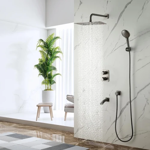 Душевая система Lemark Bronx LM3742GM c термостатом цвет Графит