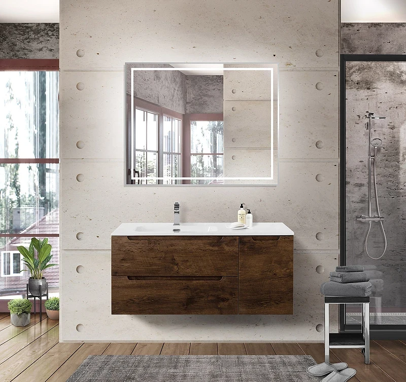 Тумба под раковину BelBagno Etna 100 L ETNA-1000-2C-1A-SO-RW-L подвесная Rovere Moro МДФ / ЛДСП