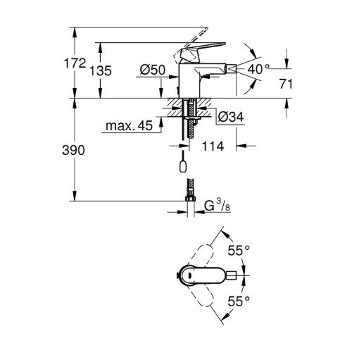 Смеситель для биде Grohe Eurosmart Cosmopolitan 32840000 Хром латунь
