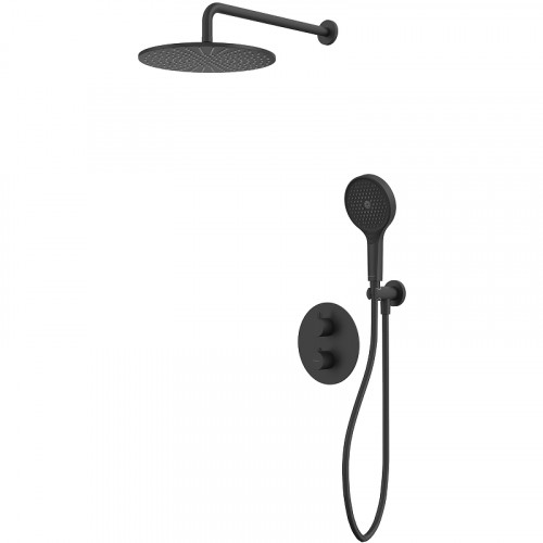 Душевая система Whitecross Y black YSET08TOPBL с термостатом Черная матовая латунь встраиваемый