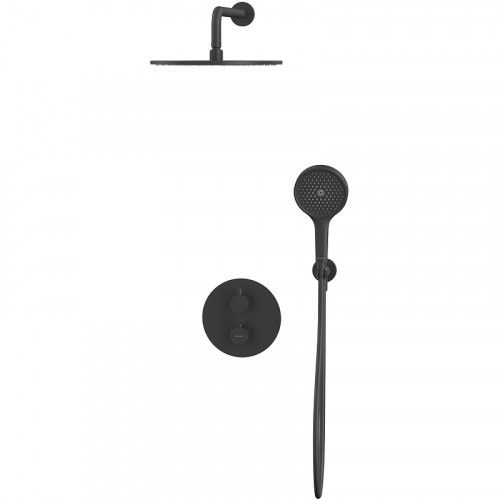 Душевая система Whitecross Y black YSET08TOPBL с термостатом Черная матовая латунь встраиваемый