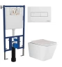 Комплект унитаза DIWO Ceramicanova Metric Rimless CN3007 с сиденьем с инсталляцией DIWO 4501 с клавишей смыва цвет Глянцевый белый