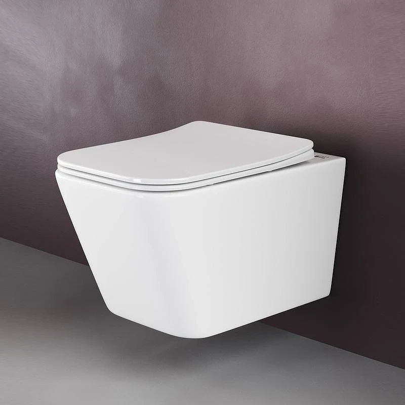 Комплект унитаза DIWO Ceramicanova Metric Rimless CN3007 с сиденьем с инсталляцией DIWO 4501 с клавишей смыва цвет Глянцевый белый