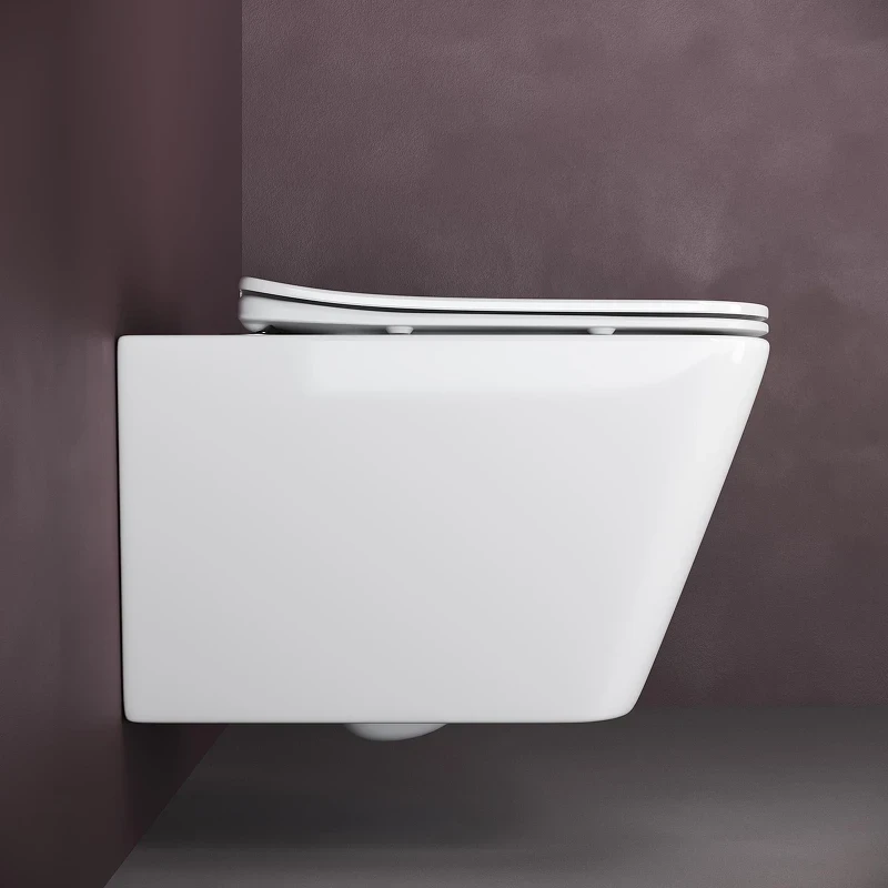 Комплект унитаза DIWO Ceramicanova Metric Rimless CN3007 с сиденьем с инсталляцией DIWO 4501 с клавишей смыва цвет Глянцевый белый