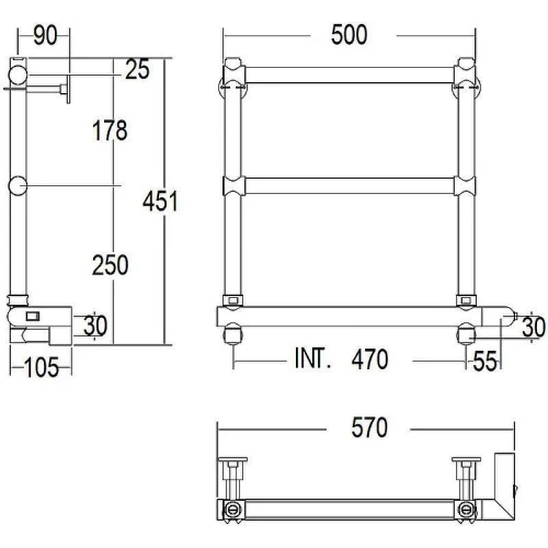 Электрический полотенцесушитель Margaroli Sole 540-3 BOX 5404703OBNB Бронза
