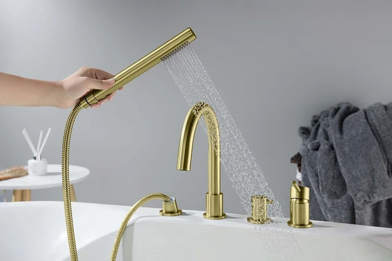 Смеситель на борт ванны Aquatek Европа AQ1348BG цвет Золото шлифованное
