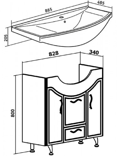Тумба под раковину Runo Севилья 85 00000000597 Белая МДФ / ЛДСП