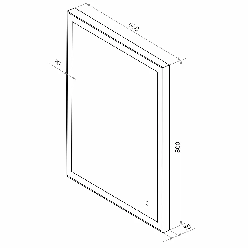 Зеркало Континент Solid 600x800 ЗЛП622 с подсветкой с сенсорным выключателем стекло