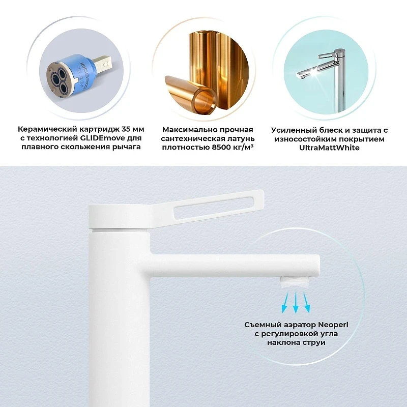 Смеситель для раковины Wellsee ONCE! and forever 182405000 цвет Белый матовый