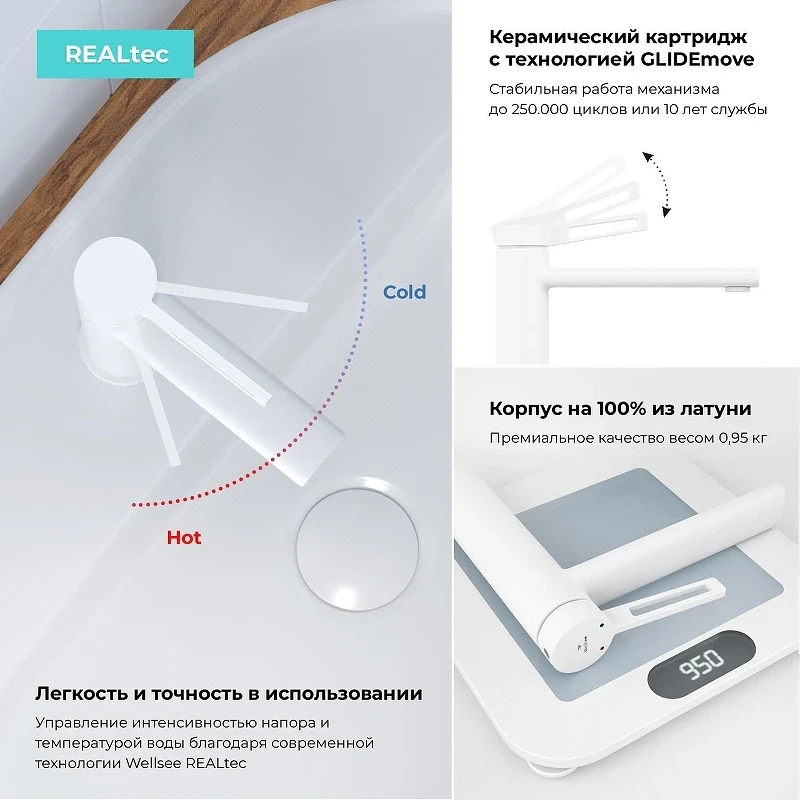 Смеситель для раковины Wellsee ONCE! and forever 182405000 цвет Белый матовый