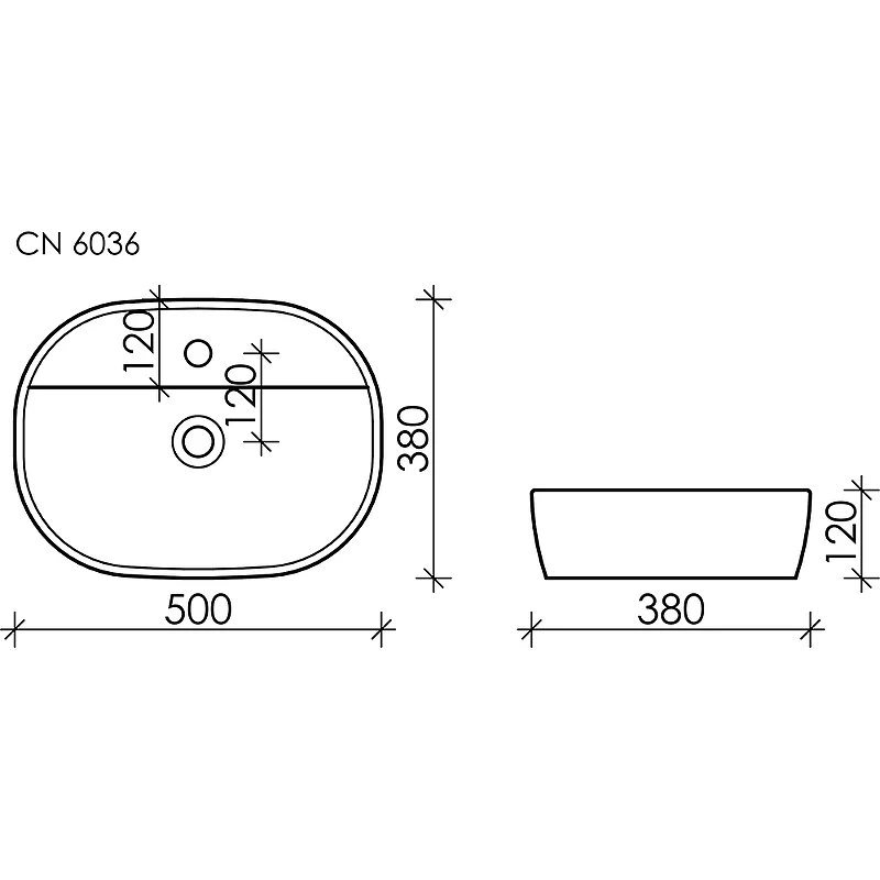 Раковина Ceramicanova Element 50 CN6036 Белая фарфор накладная
