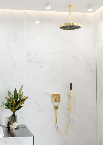 Смеситель для душа Hansgrohe ShowerSelect 15763990 с термостатом Полированное золото латунь встраиваемый