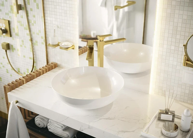 Смеситель для душа Hansgrohe ShowerSelect 15763990 с термостатом Полированное золото латунь встраиваемый