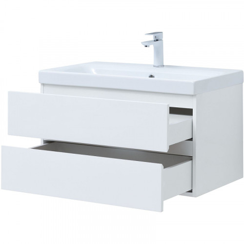 Тумба под раковину Aquanet Беркли 80 302351 подвесная Белый глянец МДФ / ЛДСП