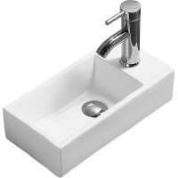 Раковина CeramaLux 40 9048DL Белая фаянс подвесная, накладная