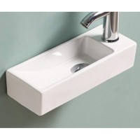 Раковина CeramaLux 40 9048DL Белая фаянс подвесная, накладная