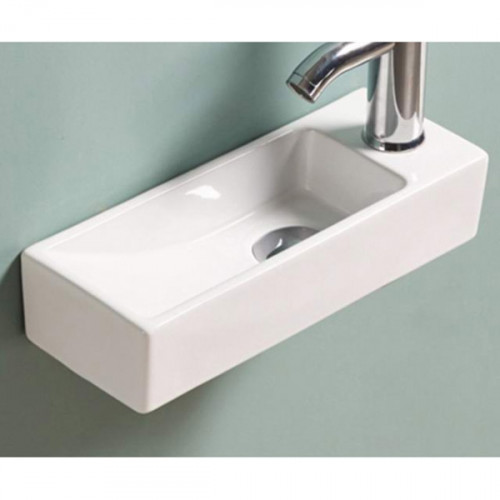Раковина CeramaLux 40 9048DL Белая фаянс подвесная, накладная