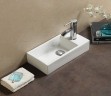 Раковина CeramaLux 40 9048DL Белая фаянс подвесная, накладная