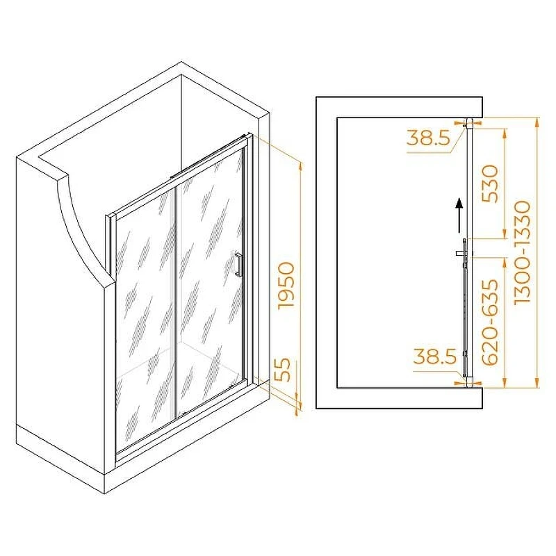 Душевая дверь RGW Passage PA-016B 130 350801613-24 профиль Черный стекло матовое-сатинат