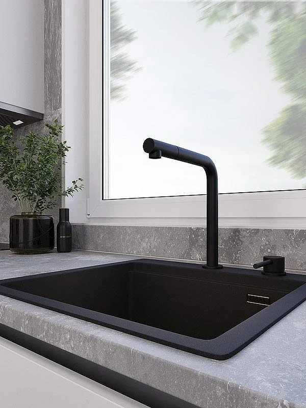 Смеситель для кухни Emar Steel ЕС - 7027 цвет Black