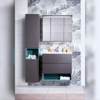 Зеркальный шкаф Бриклаер Кристалл 75 4627125414916 с подсветкой Ясень Анкор темный МДФ / ЛДСП, стекло