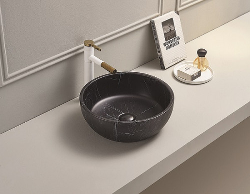 Раковина-чаша CeramaLux 41 C1111 Черная фаянс накладная