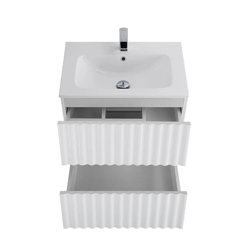 Тумба под раковину Art&Max Elegant 60 AM-ELEGANT-600-2C-SO-BL-LED-P подвесная цвет Белый глянец