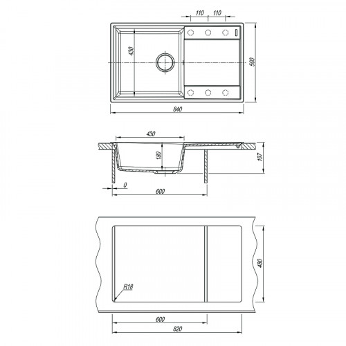 Кухонная мойка Lemark Imandra 840 9910033 Грей искусственный камень (литьевой мрамор) встраиваемый