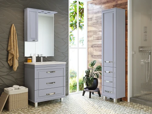 Тумба с раковиной Misty Терра 70 УТ000011808 Серая матовая