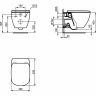 Комплект унитаза с инсталляцией Ideal Standard Tesi Aqua Blade TT00002/115A6 с сиденьем Микролифт и Черной матовой клавишей смыва фарфор подвесной