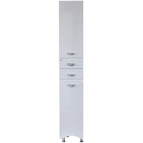 Шкаф пенал Misty Дрея 35 L Э-Дре05035-01СЛ с бельевой корзиной Белый