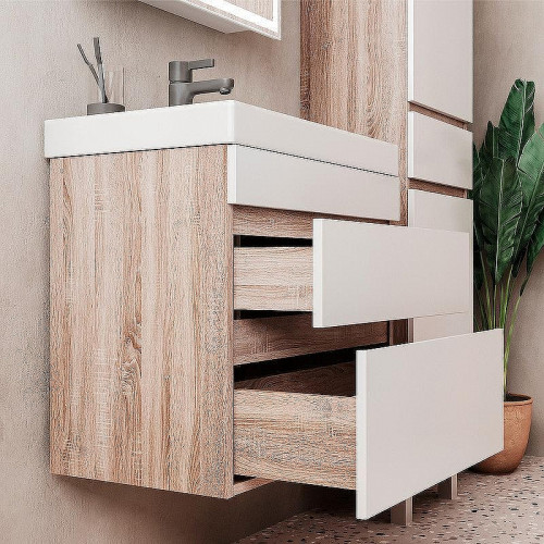 Тумба под раковину Volna Conty 70.2Y tpCNT70.2Y-01 подвесная Белая Дуб снома