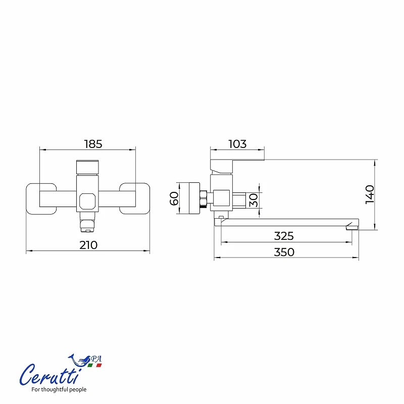 Смеситель для ванны Ceruttispa Клелия (Clelia) VXLMB CT12066 12066 цвет Черный матовый