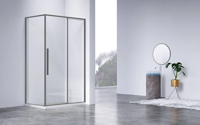 Душевой уголок Vincea Slim-N 140x90 VSR-4SN9014CLGM профиль Вороненая сталь стекло прозрачное
