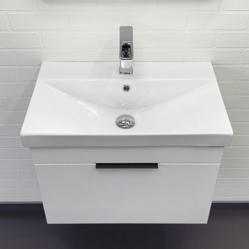 Тумба с раковиной Comforty Кама 60 00-00018655 подвесная цвет Белый глянцевый